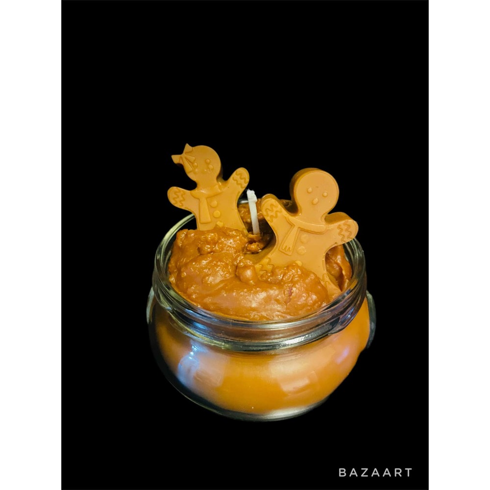 Christmas Holiday Gingerbread Men Handmade Candle